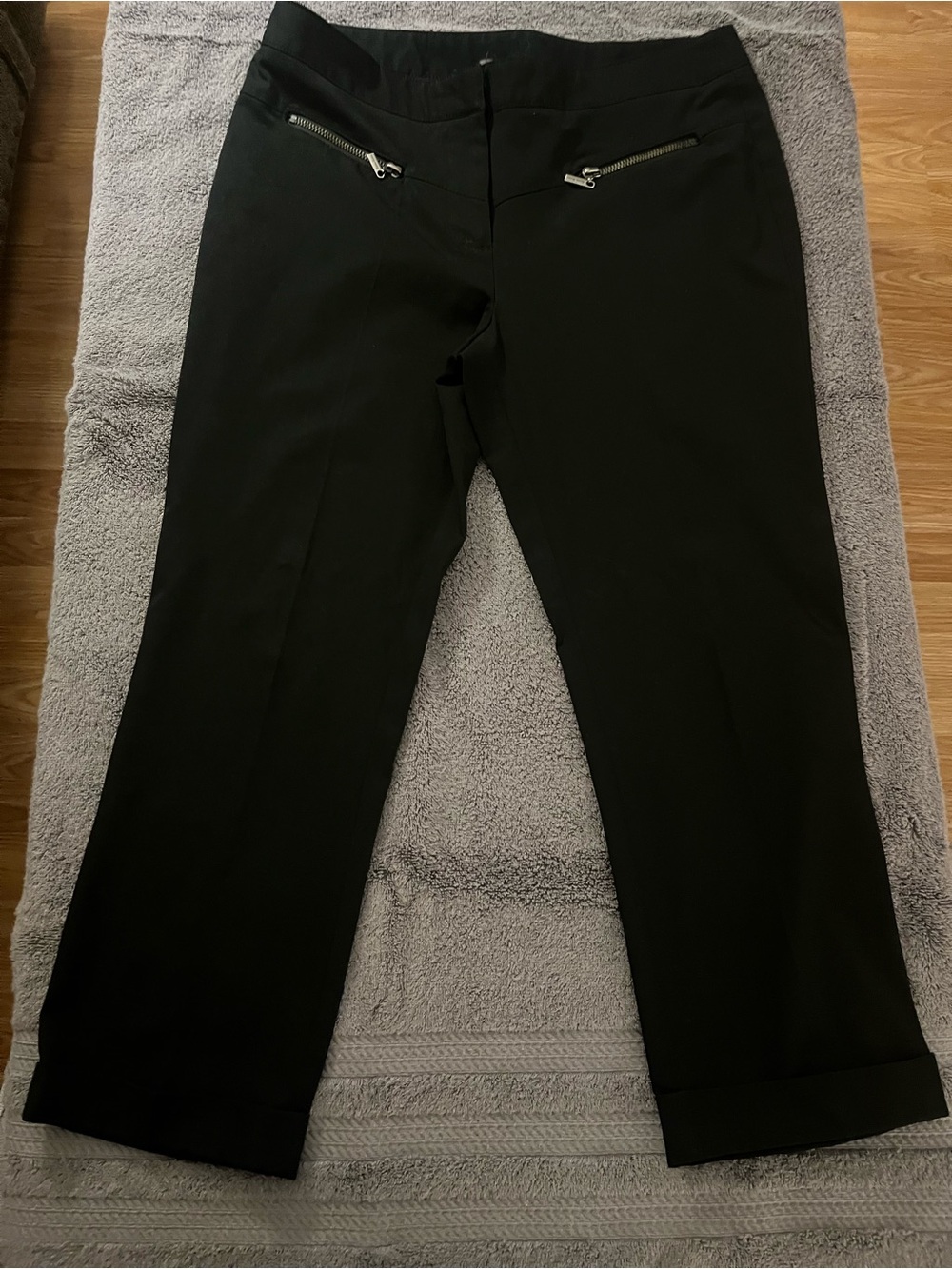 Bisou Bisou Black Dress Pants with Satin Trim